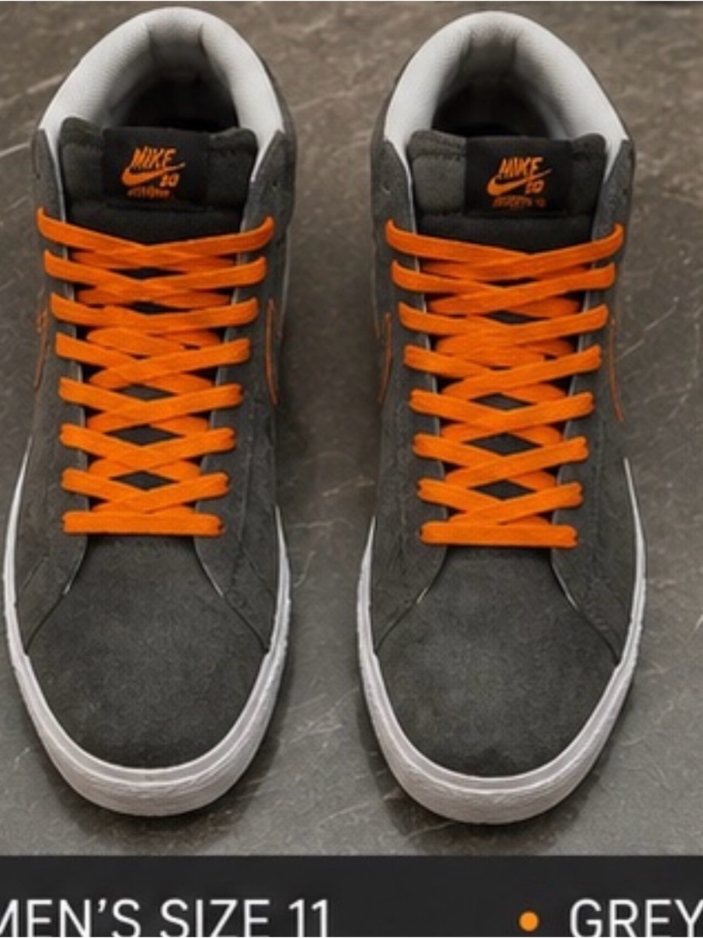 Nike Men’s Gray Suede High-Top Sneakers with Orange Accents